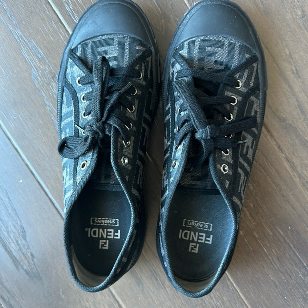 Men Fendi Domino FF Motif Jacquard Low-Top Sneakers